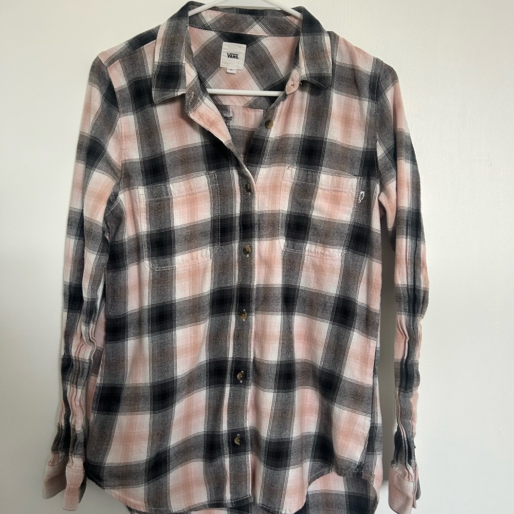 Vans Black and Pink Checkered Shirt